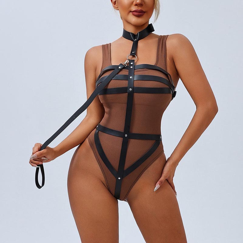Alicia™ - Strappy Svart Sele i Syntetiskt Läder