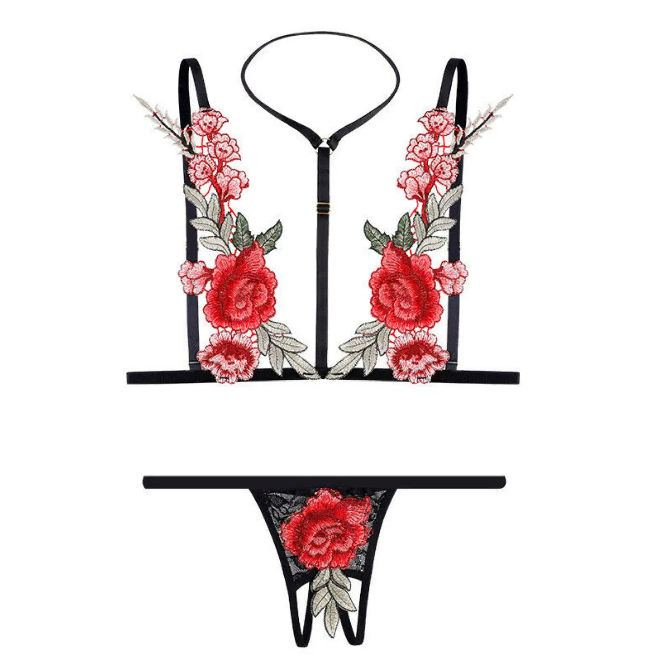 Wicky™ - Sensuell Lingerieset med Broderade Rosor