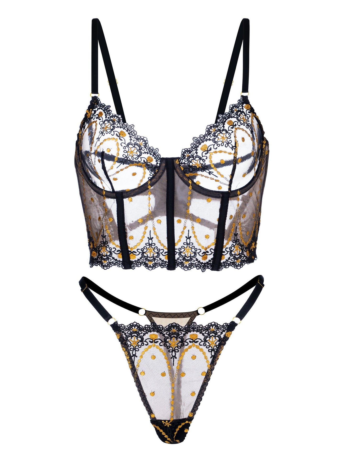 Maribel™ - Chic Luxe Noir & Guld Underklädesset