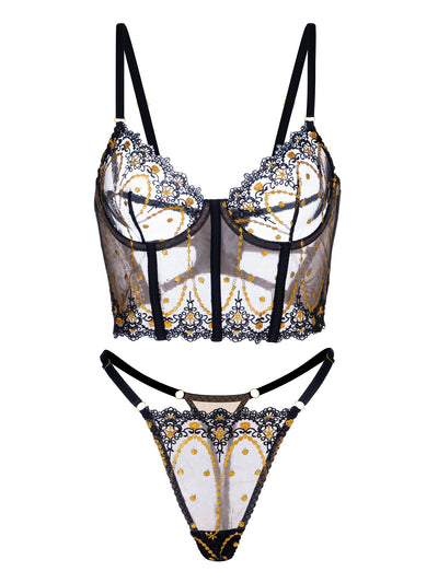 Maribel™ - Chic Luxe Noir & Guld Underklädesset