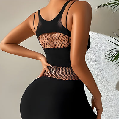 Suvi™ - Svart Fishnet Mini Klänning