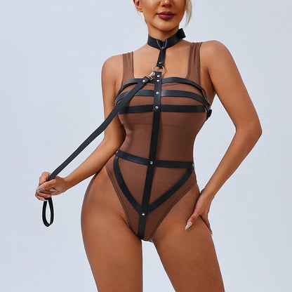 Alicia™ - Strappy Svart Sele i Syntetiskt Läder