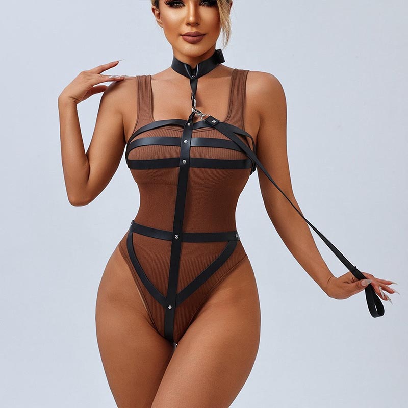 Alicia™ - Strappy Svart Sele i Syntetiskt Läder