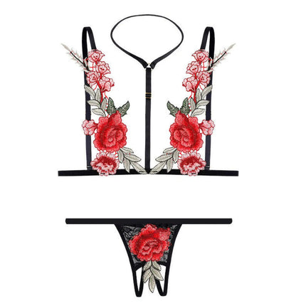 Wicky™ - Sensuell Lingerieset med Broderade Rosor
