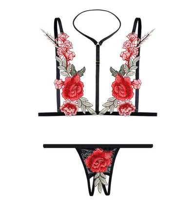 Wicky™ - Sensuell Lingerieset med Broderade Rosor